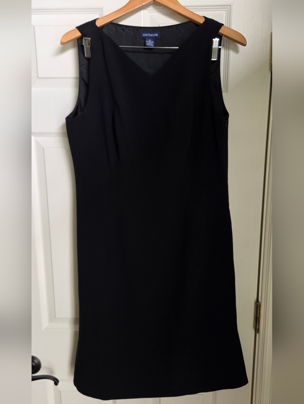 Ann Taylor LBD Black Sleeveless V-Neck Dress (With Pleated Side Kickouts)
